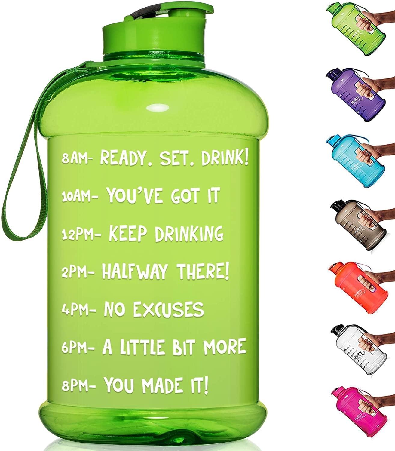 HydroMATE Half Gallon 64 oz Motivational Water Bottle with