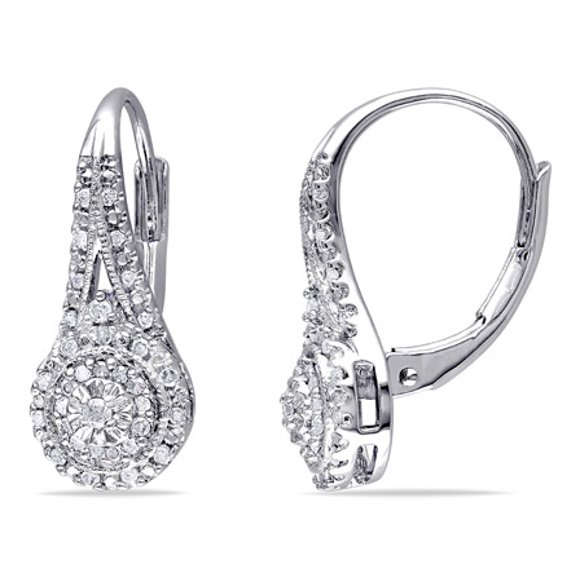 Miabella Boucles d'Oreilles à Levier Halo en Diamant 1/4 CT TW en Argent Sterling