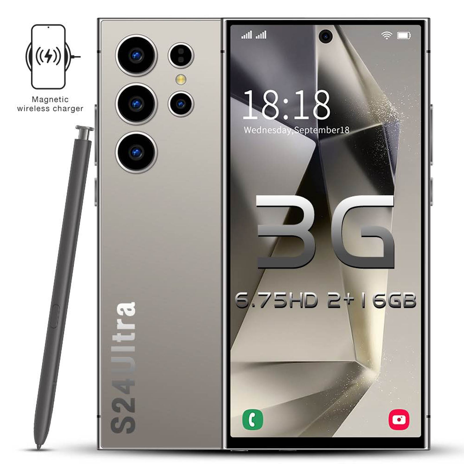 FYTPOV Android Phone, Smartphone With Android Memory 2GB+16GB 6.75Inches 3G MTK6580P Quad-Core CPU Front Camera8MP + Rear Camera13MP, Cell Phones Unlocked