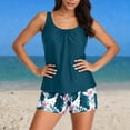 thumbnail image 5 of YTCAMLO Two Piece Tankini Swimsuit for Women Fashion Ruched Scoop Neck Tank Tops with High Waisted Boy Shorts Summer Bathing Suits, Navy S, 5 of 5