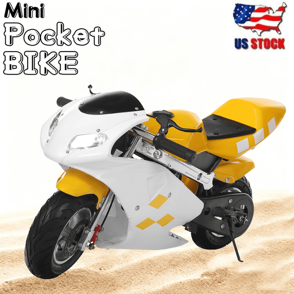 Floseru Mini Motorcycle, 49cc 2 Stroke Pocket Bike, Gas Motorbike, Racing Max Speed 20Mph, Dual Headlights 1.25L Gas Tank, Max Load 170lbs, for Kids