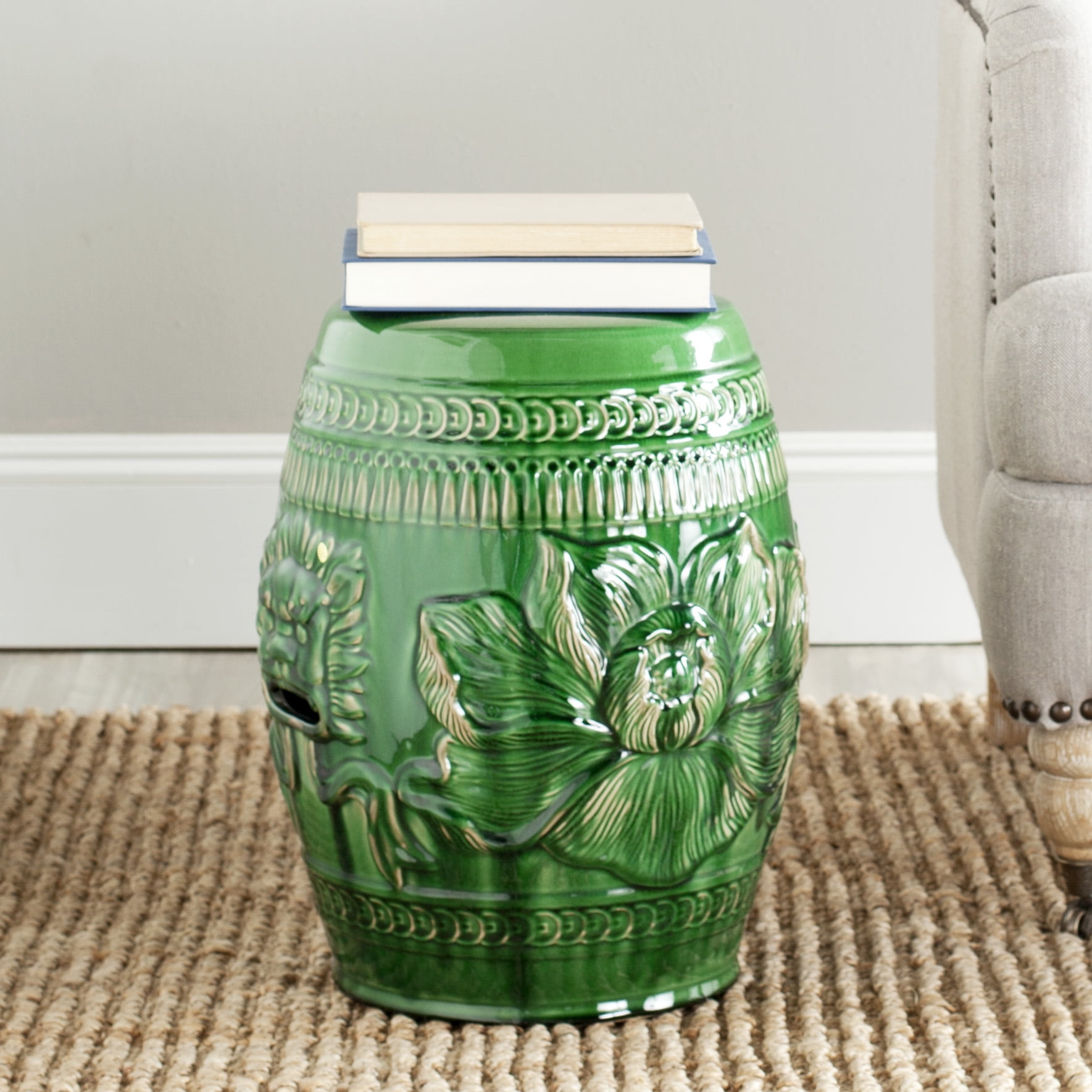 Safavieh Chinese Green Dragon Indoor/Outdoor Garden Patio Stool, Green