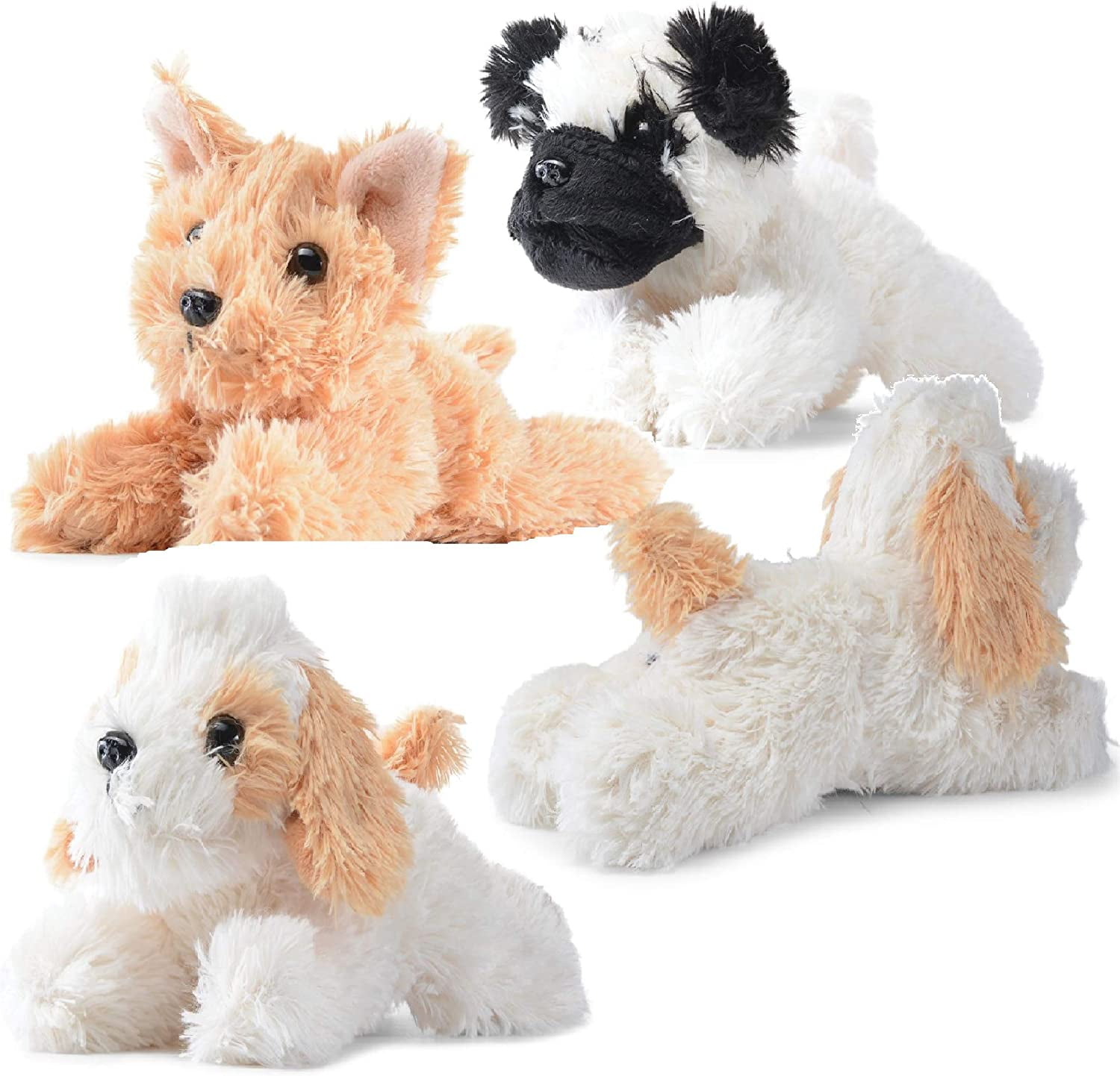 Prextex Plush Dog Set Pack of 4 Realistic Looking Puppies - 6 Inches Plush Dogs Stuffed Animals