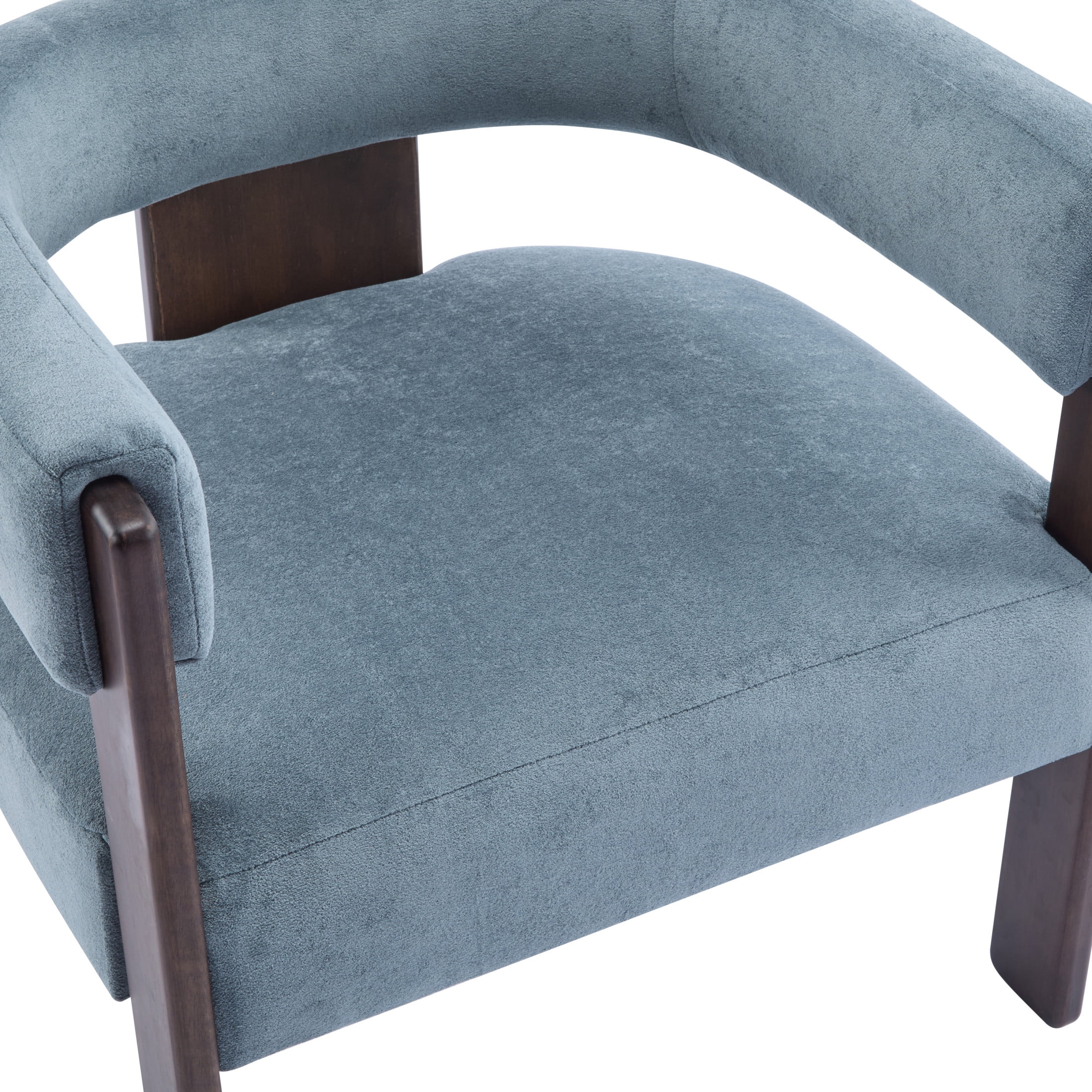 Christopher Knight Home Modern Velvet Upholstered Accent Armchair with Barrel Back, Wood Legs, Dusky Blue, Set of 2