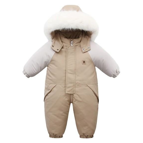 Hwmodou Baby Snowsuit Boys Winter Thicken Hooded Coat Snowsuit Windproof Warm Jumpsuit Outwear Snow Wear Toddler Girl Clothes,6M-3Y