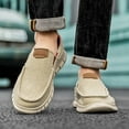 thumbnail image 5 of Mens Canvas Loafers Fashion Casual Breathable Lightweight Slip on Shoes Comfortable Walking Outdoor Driving Shoes White 10.5 US, 5 of 6