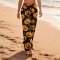 thumbnail image 4 of Womens Halloween Pajama Pants Drawstring Wide Leg Lounge Sleep Bottoms Relaxed Fit Full Length Comfy Pjs Breezy Wide Leg with Adjustable Waist for Cozy Nights Saffron 2XL, 4 of 6