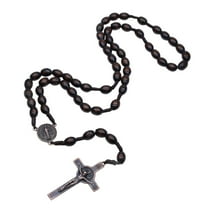 WE-POLUJ Wood Rosary Beads for Cross Necklace Men Prayer Orthodox Crucifix Jesus Pendant