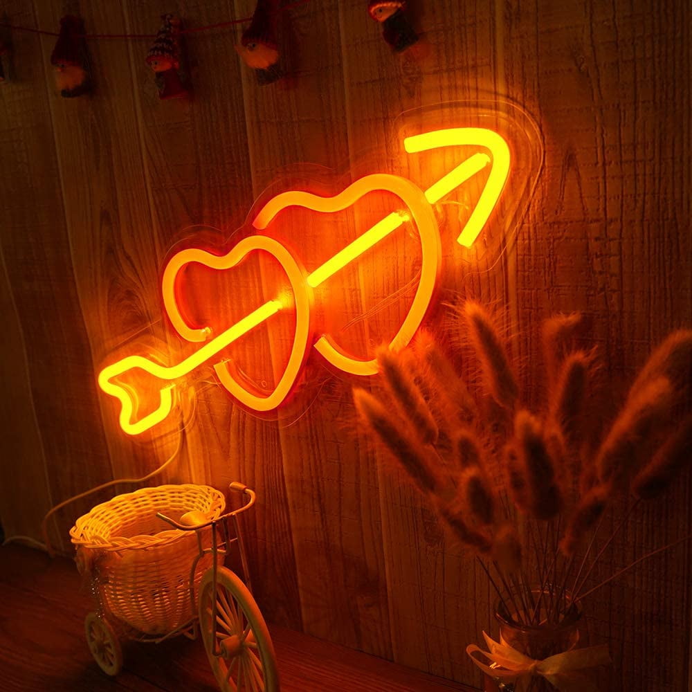 LED Neon Lights, Festival Wall Decor Art Neon Sign Light for Christmas, Home Decoration,Bedroom, Lounge, Office, Wedding, Valentine's Day Party Operated by USB (Heart)