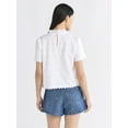 thumbnail image 3 of Free Assembly Women's Ruffle Cotton Eyelet Top with Short Sleeves, Sizes XS-4X, 3 of 5