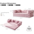 thumbnail image 2 of 79" Convertible Sofa Bed with Storage Pockets, 5-in-1 High Density Foam Boneless Couch, Corduroy Folding Futon Sleeper Sofa for Living Room Bedroom Apartment, No Assembly Required, Pink, 2 of 10