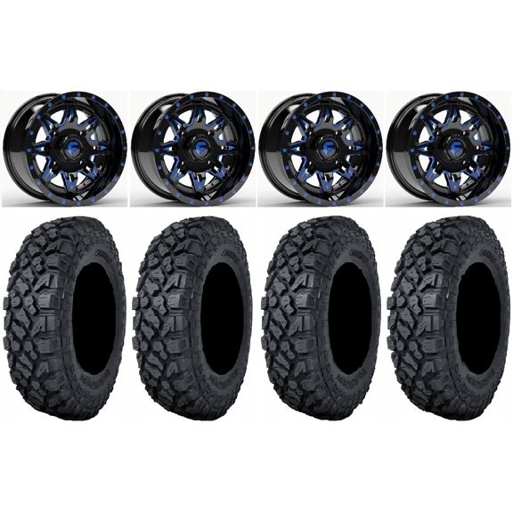 Fuel Lethal Blue 15" Wheels 32" Klever X/T Tires Can-Am Maverick X3 / Honda Pioneer 1000 / Talon