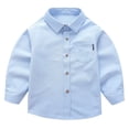 thumbnail image 2 of UACY Toddler Boys Button Up Dress Shirt Kids Long Sleeve Cotton T-Shirt Soft Trendy Blouses Simple Tops Tees (Blue, 12-13 Years), 2 of 8