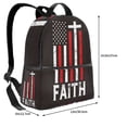 thumbnail image 4 of Lsque USA Flag Cross Pattern Backpack – School Travel Canvas Daypack with Ergonomic Padded Straps, Multiple Compartments & Leather Handle, 4 of 5