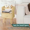 thumbnail image 2 of NightStand with Fabric Drawer, Mid Century Modern Bedside Table with Open Shelf, Wood End Side Table for Bedroom Living Room, Nature Wood, 2 of 7