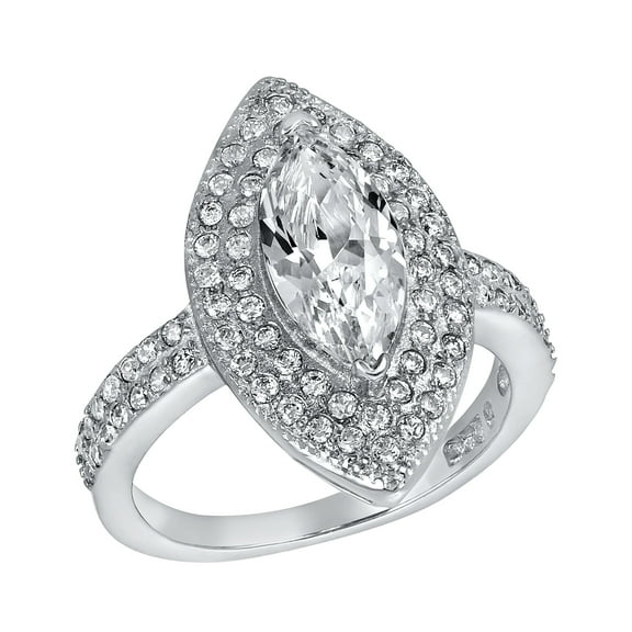 ELYA Jewelry Women's Marquise-Cut Clear Cubic Zirconia Sterling Silver Ring