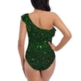 thumbnail image 5 of Goofa Green Sparkling Pattern Women's One Piece Swimsuits Tummy Control Bathing Suits Asymmetric One Shoulder Swimwear-X-Large, 5 of 6