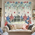thumbnail image 2 of 4th of July Swag&nbsp;Curtains Patriotic Stars Eucalyptus Leaves Linen Kitchen Swag Valance Rod Pocket Curtain Valances Scalloped Window Treatment/Drapes for Living Room Bedroom, Each 36"W x 45"L, 2 of 8