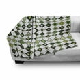 thumbnail image 2 of Abstract Soft Flannel Fleece Throw Blanket, Squares Ornamented with Heart Motifs, Cozy Plush for Indoor and Outdoor Use, 50" x 60", White Green, by Ambesonne, 2 of 5