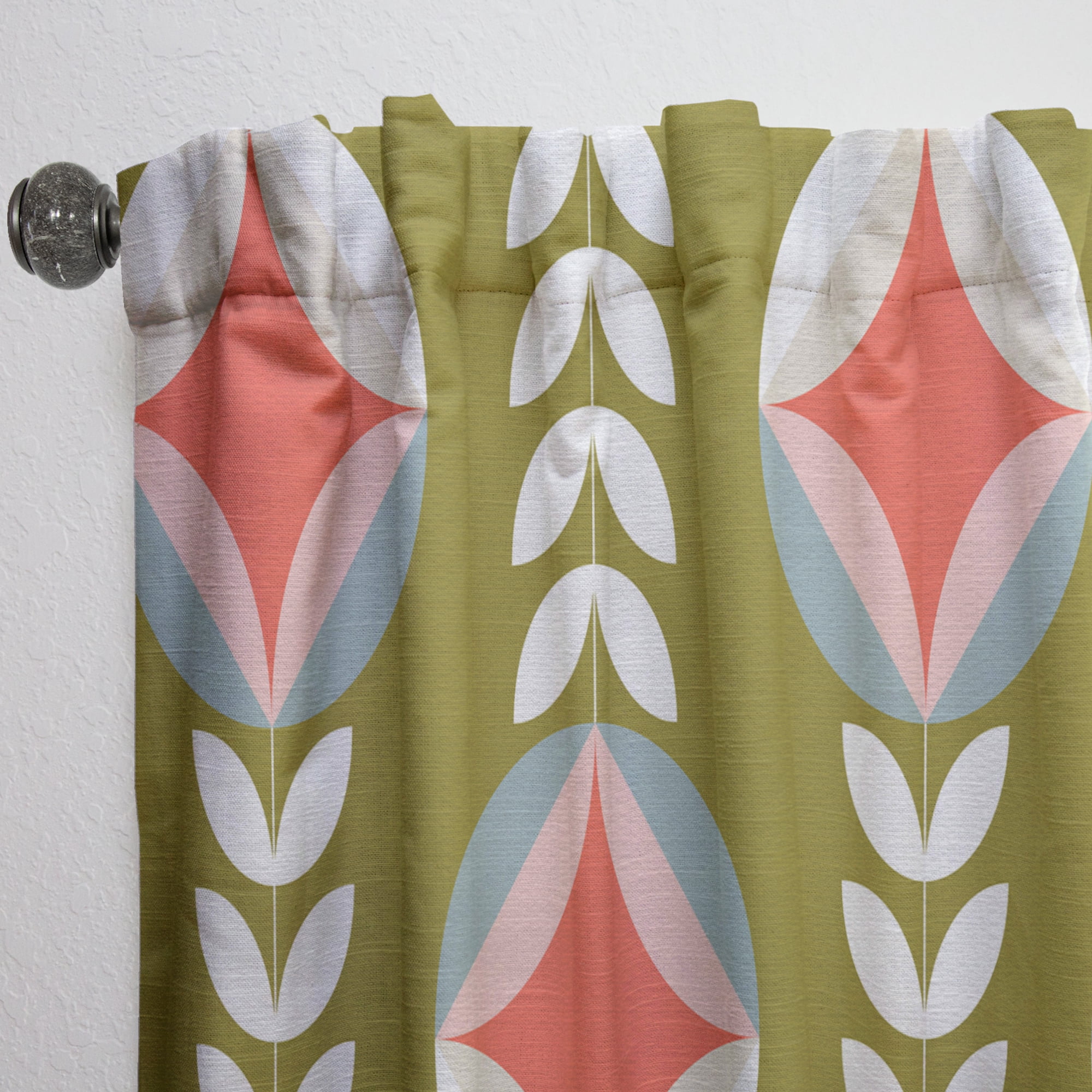 Designart 'Botanical Retro Pattern I' Mid-Century Modern Curtain Panel