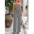 thumbnail image 4 of PRETTYGARDEN Womens Summer Outfits 2 Piece Sets Casual Ribbed Knit Crop Tube Top Wide Leg Pants Spring Matching Lounge Set, 4 of 8