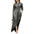 thumbnail image 1 of FASHIONWT Women Plus Size Casual Leopard Print Long Sleeve Lapel Button Maxi Long Dress Shirt Dress, 1 of 4