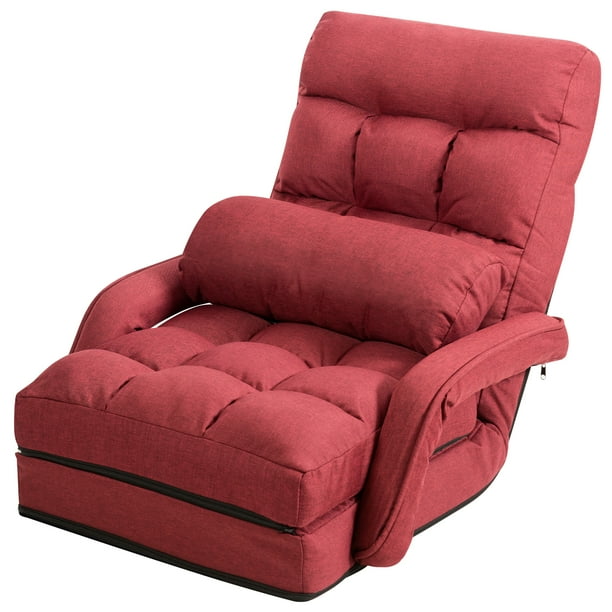 Costway Sofá Perezoso Tumbona Individual con Almohadilla Sillón Multifuncional Cama Plegable para Dormitorio Salón Balcón