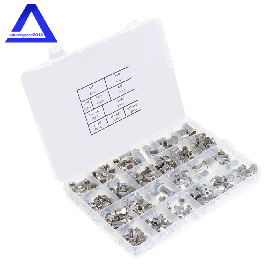 CIRCLE- 300 Pcs Aluminum Rivet Nut Rivnut Nutsert Kit 150Pcs Metric + 150Pcs Sae