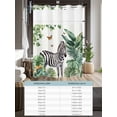thumbnail image 6 of No Hook Shower Curtain with Snap in Liner,Zebra Tropical Leaves Jungle Waterproof Bath Curtain Double Layers with See Through Top Window,Black Stripes Animal Portrait Hotel Shower Curtains 60x72in, 6 of 9