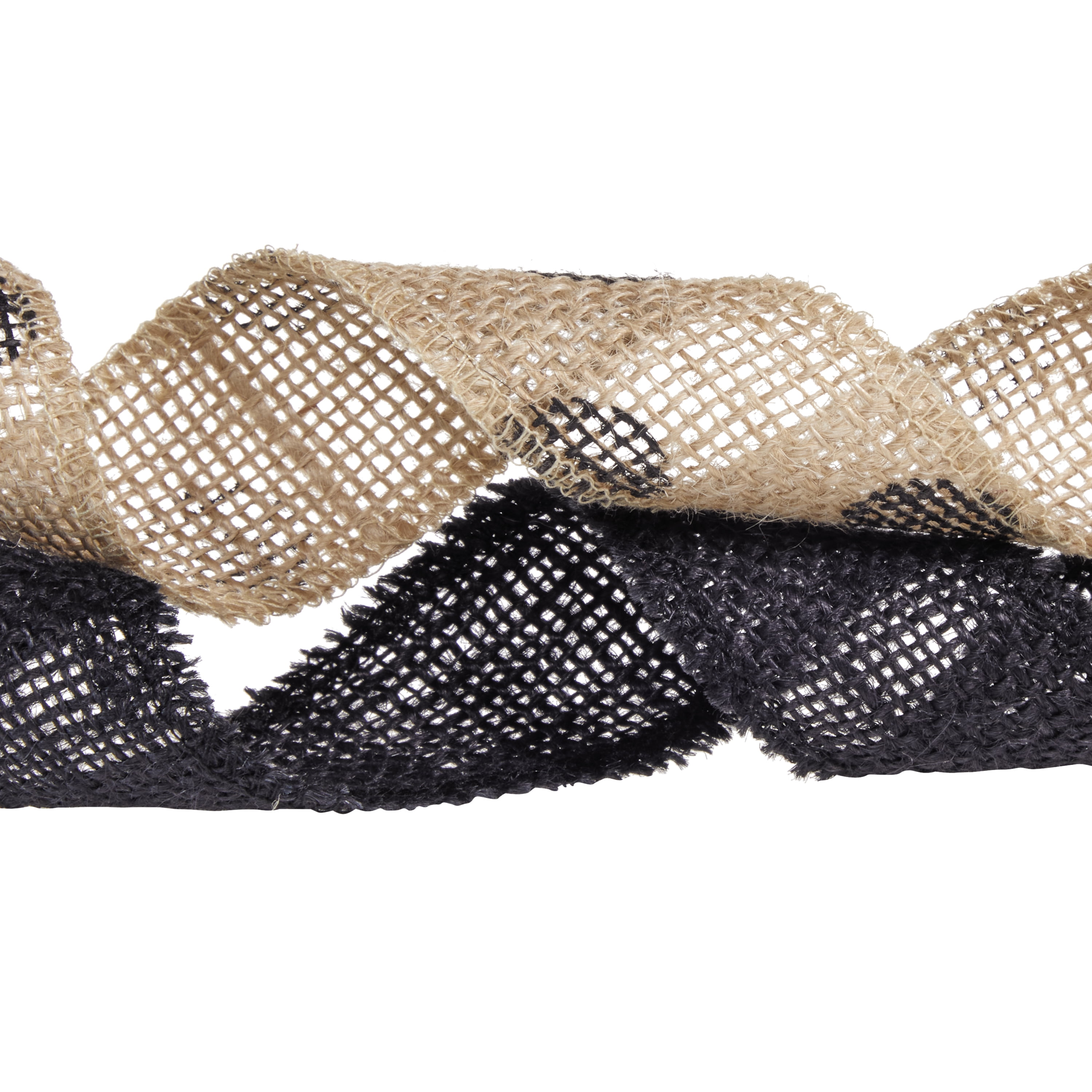 (2 pack) Love, Laugh, Craft Burlap Ribbon Set, 1.5"W x 3-Yds, Natural/Black Dots
