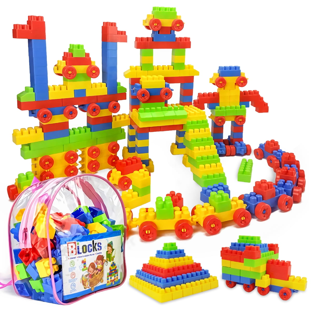 Baby Blocks Classic Building Blocks Wooden Educational Toy for Girls and Boys-80 Piece TOP BRIGHT Wooden Building Blocks Set for Toddlers 