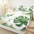thumbnail image 3 of Castle Fairy Tropical Tree Leaves Boy Girl Twin Sheet Sets 3pcs,Golden Splash Glitter Twin Fitted Sheet Microfiber,Botanical Plants Breathable Flat Sheet,Breathable Home Decor, 3 of 7