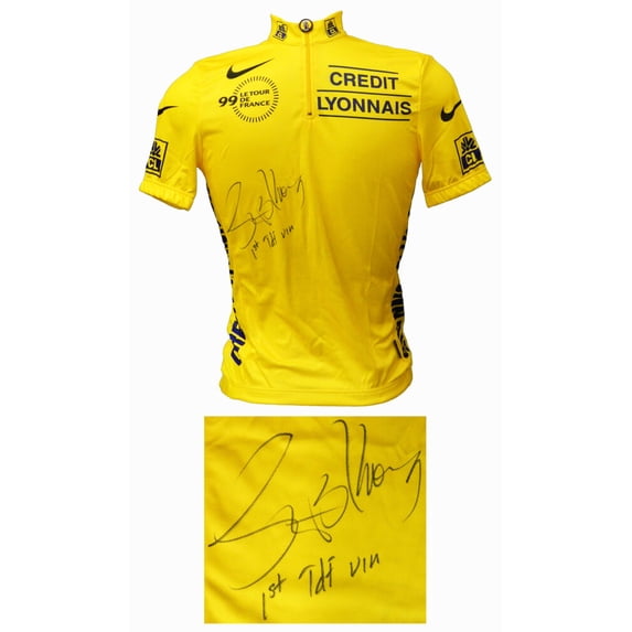 Lance Armstrong Signed Nike 1999 Tour De France Yellow Leaders Cycling Jersey w/1st TDF Win