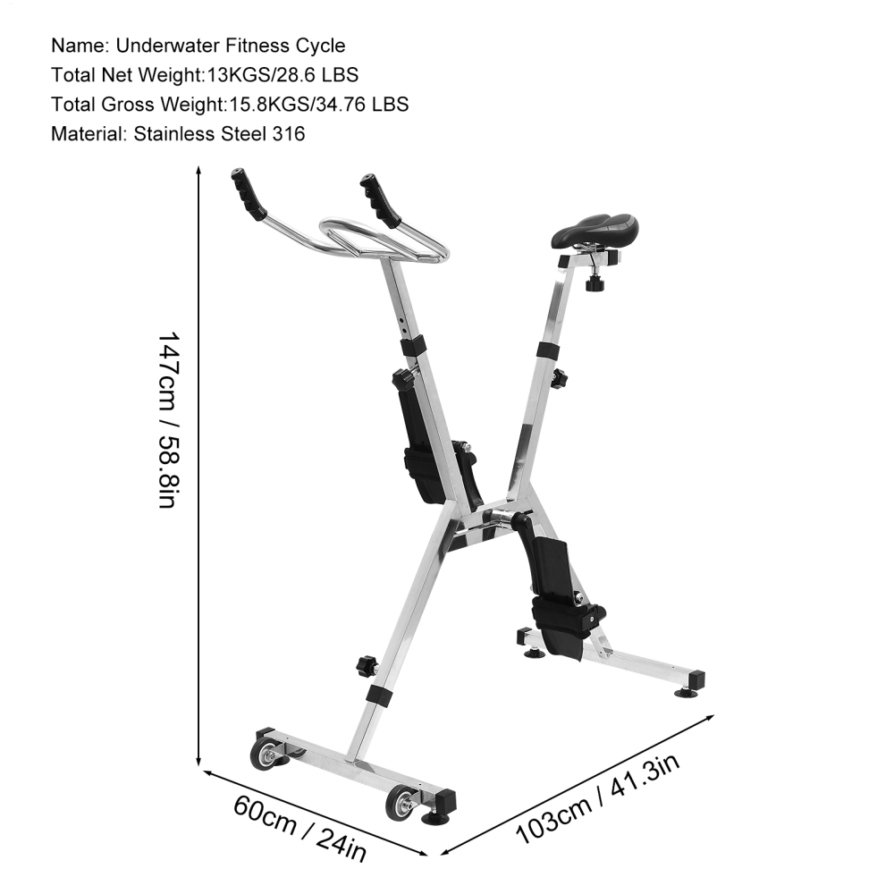 Underwater Exercise Bike Commercial-Grade - Stainless Steel Aquatic Cycle for Fitness Centers and Luxury Resorts
