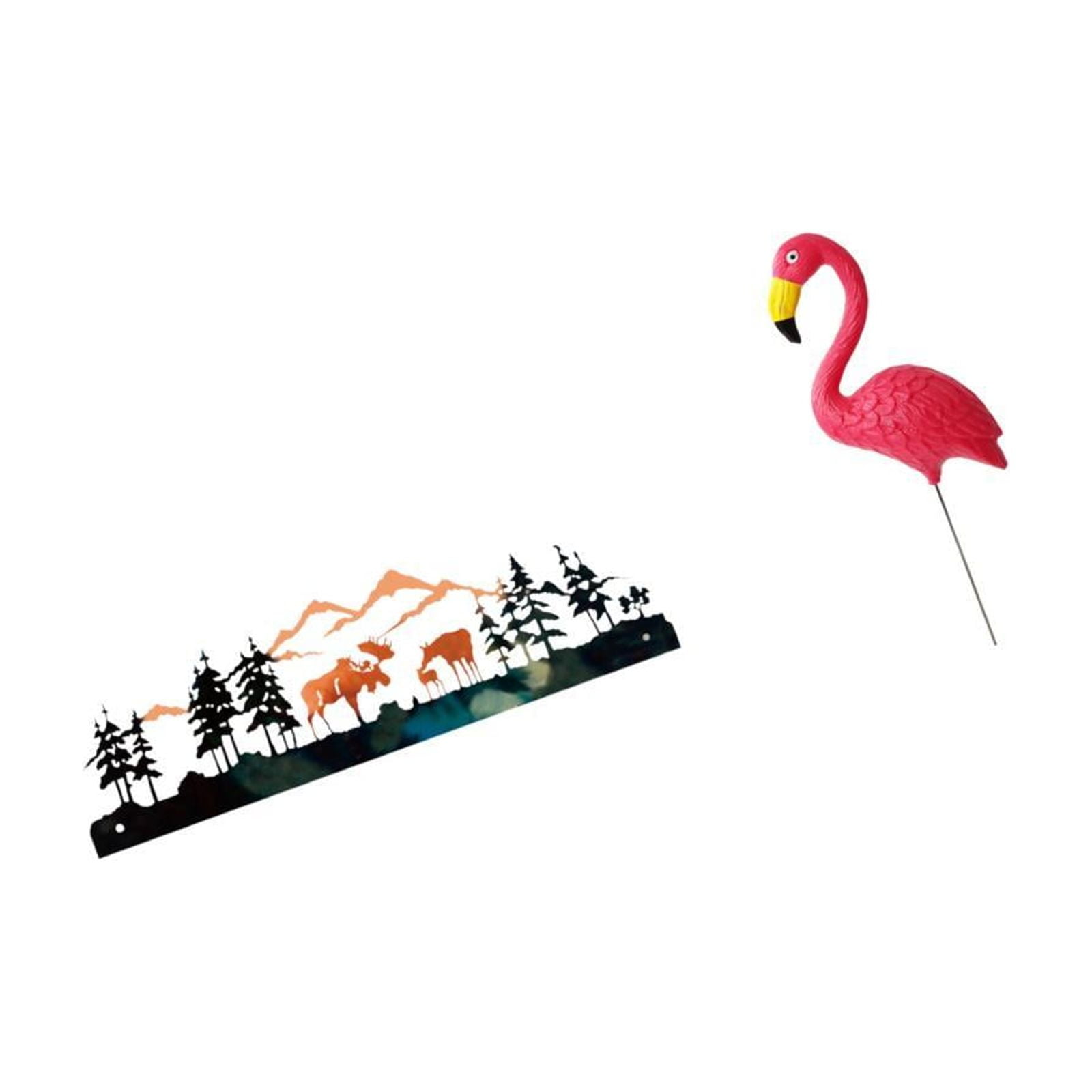 Flamingo Garden Stake Wall Sculpture Boho Art Decor Handmade Embossed Metal Unique Accent for Outdoor Indoor Spaces