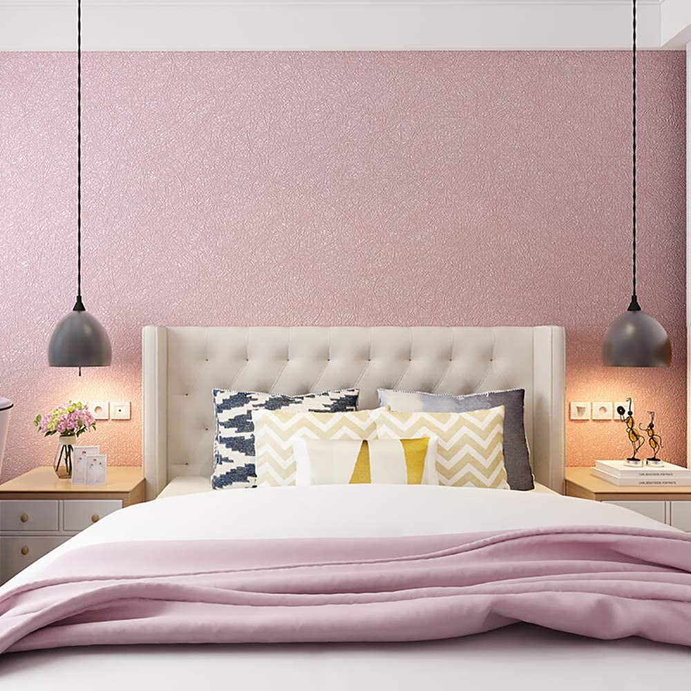UMIGGEE 15.74" x 118" Pink Wallpaper Embossed Self Adhesive Peel and Stick Removable Wallpaper for Home Decorative Film Cabinet Furniture