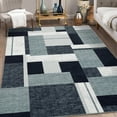 thumbnail image 2 of HOMERRY Washable Rugs 8'x 10' Rug for Living Room Bedroom Rug Geometric Plaid Thin Indoor Carpet, Gray, 2 of 7