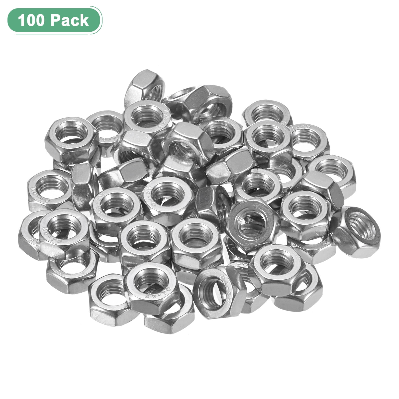 Uxcell 100 Pack Metric Hex Nuts M10 x 1.5mm Thread Stainless Steel Hexagon Nut for Machinery Automotive
