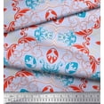 thumbnail image 3 of Soimoi Blue polyester Crepe Fabric Moroccan Damask Decor Fabric Printed Yard 42 Inch Wide, 3 of 3
