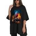 thumbnail image 4 of Plus Size Shirt for Women Black Tops for Women Oversized Short Sleeves Shirt for Women Blue Bird T Shirt Crewneck Shirt for Women L, 4 of 5
