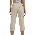 thumbnail image 6 of QATAINLAV Women Capri Pants Button Front High Waisted Travel Hiking Cargo Capris Solid Color Casual Work Cropped Trousers with Pockets, Beige, L, 6 of 9