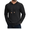 thumbnail image 2 of LWavelet Mens Waffle Knit Pullover Hoodie Lightweight Long Sleeve Hooded Sweatshirt Casual Drawstring Top for Everyday Comfort, 2 of 6
