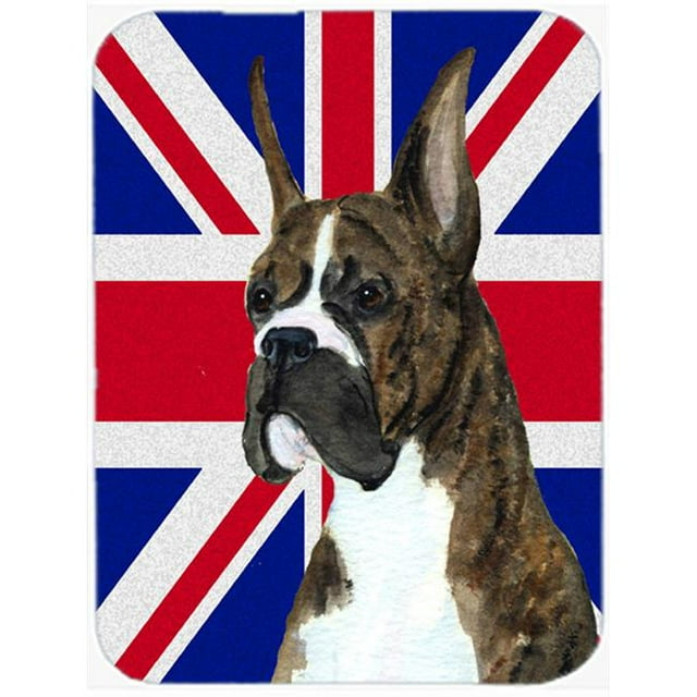 Boxer With English Union Jack British Flag Glass Cutting Board - Large