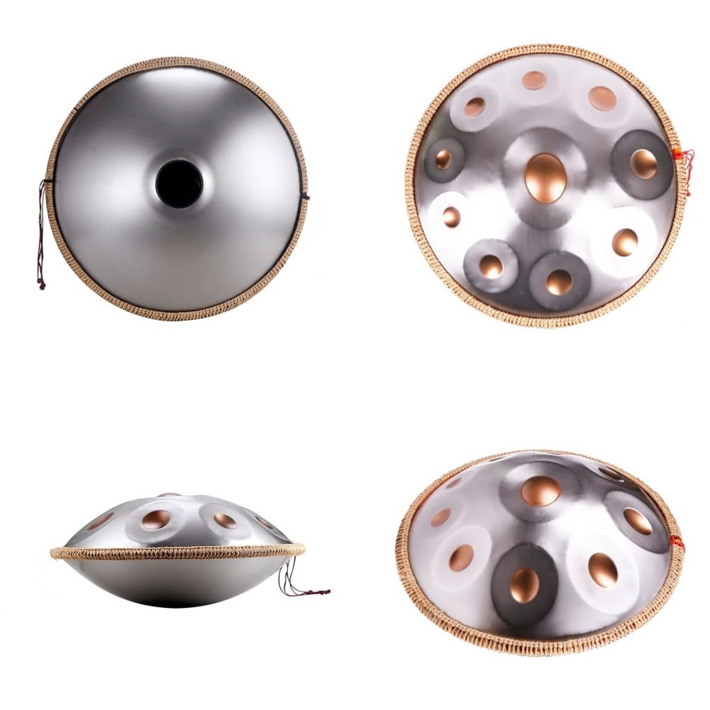 440HZ 22 Inch Ash-Gold 10 Notes Hand Pan Drums D Minor Steel Drum with Soft Bag