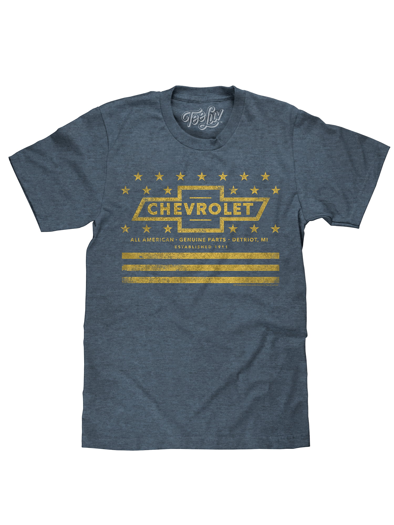 Tee Luv Chevrolet T-Shirt Yellow Stars and Stripes Chevy Shirt 