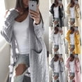 thumbnail image 2 of Suéter de otoño e invierno con diseño de deseos, estilo europeo y americano, largo, con doble bolsillo, de cuerpo entero, con giro, tipo cárdigan, 2 of 6