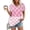 002 Pink, variant on Oplxuo Tops for Women 2025 Summer Boho Floral Print T Shirts Short Sleeve V Neck Blouses Beach Vacation Clothes