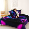 thumbnail image 4 of Castle Fairy Neon Sports Car Full Size Comforter Sets 3 Pieces for Teens, Dark Studio View Bedding Sets for Bedroom, Purple Blue,Black Reversible, 4 of 6