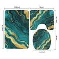 thumbnail image 3 of Teal and Gold Marble Wavy Veins Pattern Bathroom Rugs Sets 3 Piece,Toilet Cover Set,Absorbent Non Slip Bathroom Mats Sets with U-Shaped Contour Rug Toilet Rug Set, 3 of 5