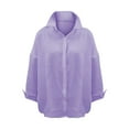 thumbnail image 4 of Tittly Button Down Shirts Blouses for Women Womens Button Down Shirts For Women Long Sleeve Dress Shirt Collared Blouse Tops Tunics Tshirts Shirts Long Sleeve Shirts for Women Purple 5XL, 4 of 4